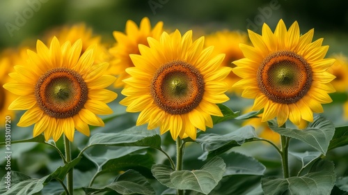 Vibrant sunflowers in full bloom under sunlight