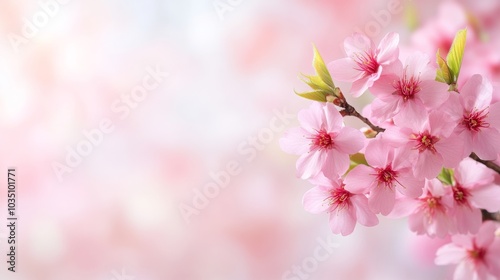 Blooming cherry blossoms in soft pastel hues