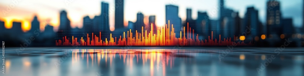 Abstract Graphs, Charts on a LinkedIn Banner with copy space, Cityscape Background, AI Generated Abstract Graphs, Charts on a LinkedIn Banner with copy space, Cityscape Background, AI Generated