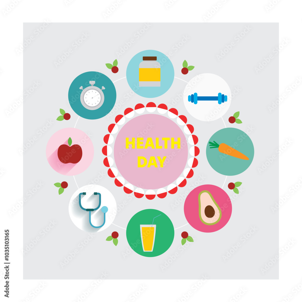 Fototapeta premium Flat Medical and Doctor Tools Illustration