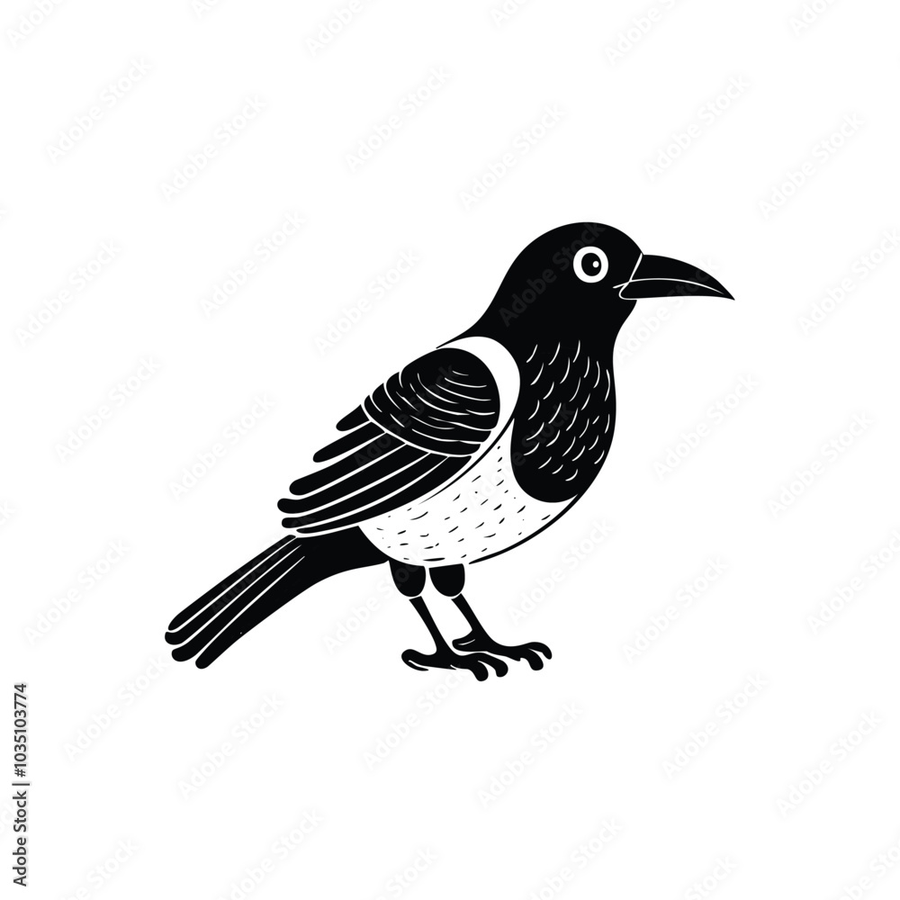 Obraz premium Tropical Bulbul Bird Silhouette Vector Art for Digital Use