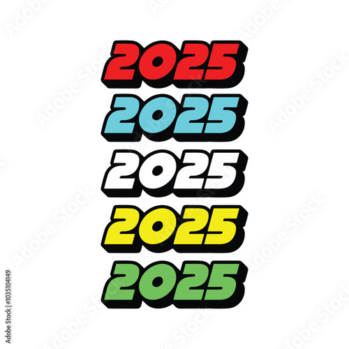 Happy New Year 2025 Text Design Template - Calligraphy Numbers 2025