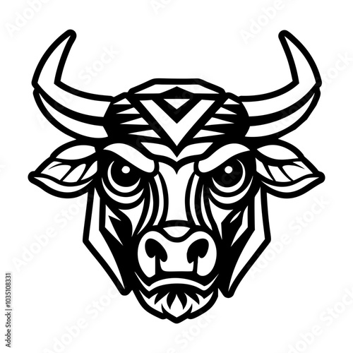 A filled style icon of bull face 