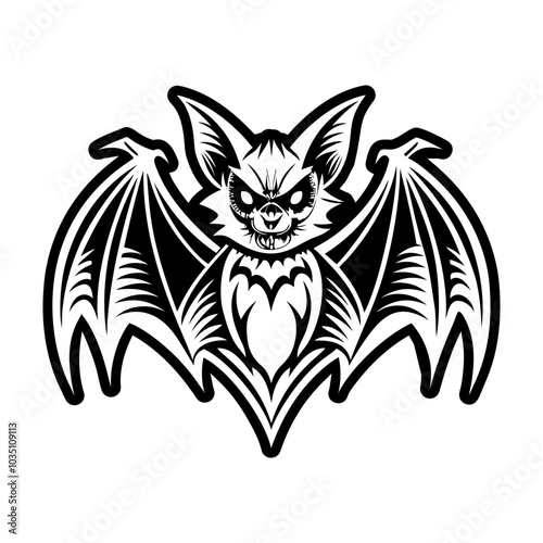 A glyph style icon of flying bat 