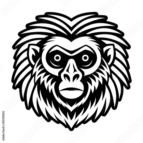 A glyph icon of a mandrill monkey 