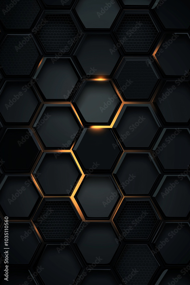 Vector black background with hexagon pattern with space for text. AI generation Vector black background with hexagon pattern with space for text. AI generation