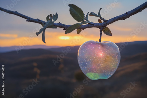 Cosmic Apple at Sunset, The Universe in an Apple