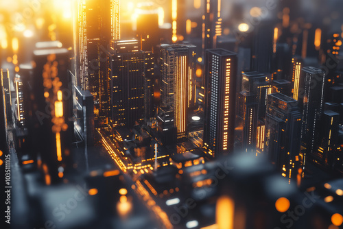 Futuristic Neon Cityscape at Dusk