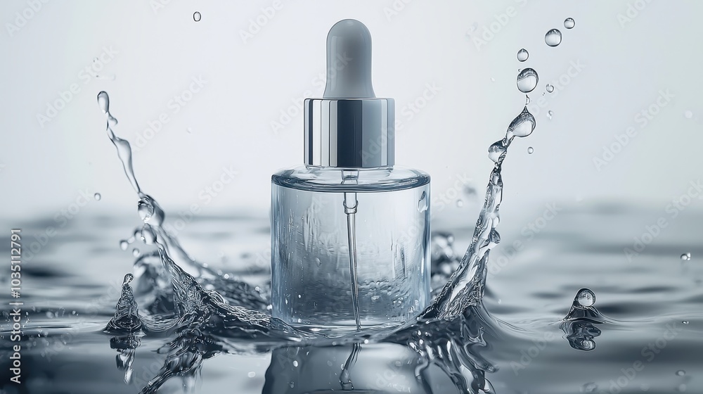 Clear Dropper Bottle with Splashing Water Effect Clear Dropper Bottle with Splashing Water Effect