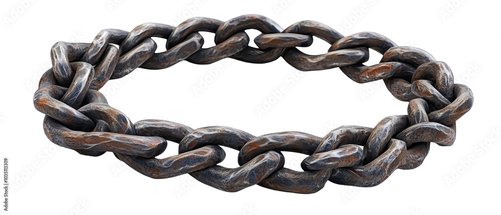 Obraz premium A heavy metallic chain link PNG isolated on transparent background, white background.