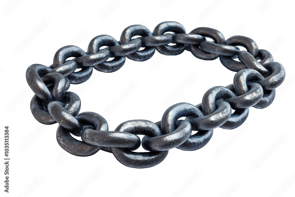 Obraz premium Metallic chain PNG isolated on transparent background, white background.