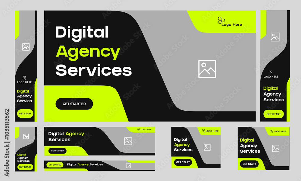 Web bundle banner design for social media post, digital marketing agency web set banner design, fully customizable vector eps 10 file format