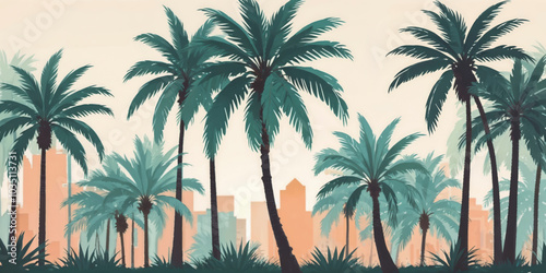 Serene and Lush Tropical Oasis of Palm Trees and Vibrant Foliage1