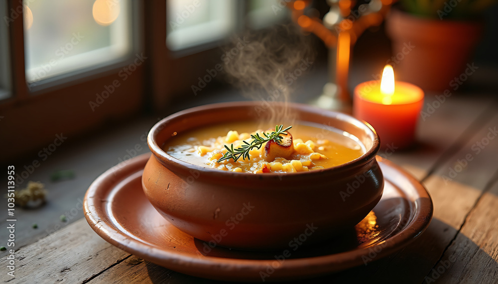 Pumpkin Soup with Fresh Herbs and Rustic Bread Pumpkin Soup with Fresh Herbs and Rustic Bread