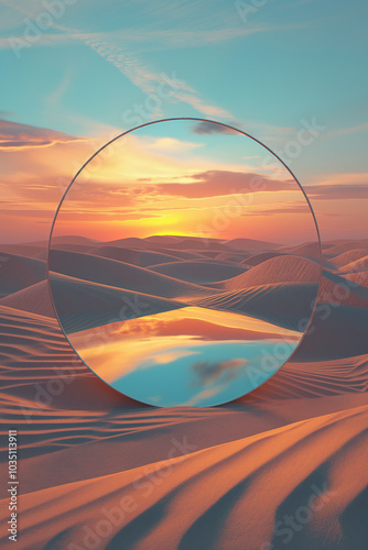Round mirror in the desert