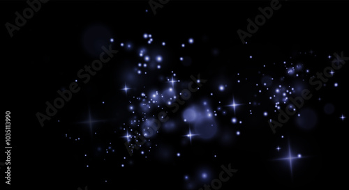 Christmas background. Powder dust light PNG. Magic shining gold dust. Fine, shiny dust bokeh particles fall off slightly. Fantastic shimmer effect. Vector illustrator.