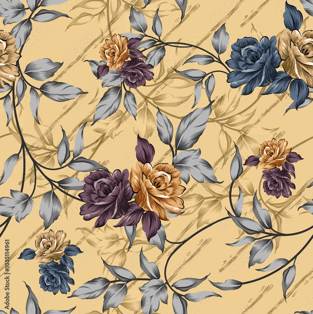 Floral Allover Latest Running Digital Print Design For New Collection Floral Allover Latest Running Digital Print Design For New Collection