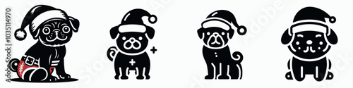 Pug in santa hat on pelvis