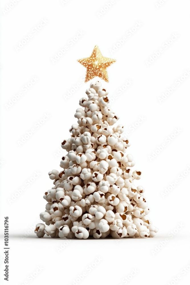 Popcorn Christmas tree with golden star on top Popcorn Christmas tree with golden star on top