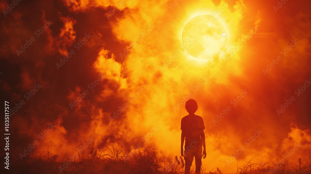 Fototapeta premium Child standing in the sun