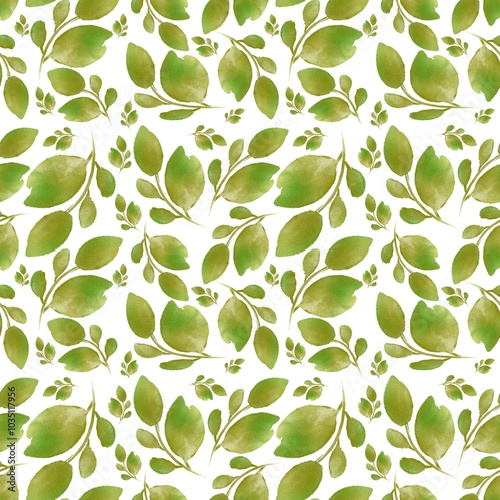 Obraz na płótnie Green leaves seamless pattern on background. w salonie