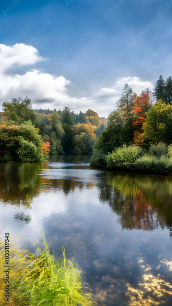 Autumn landscape with a lake Autumn landscape with a lake