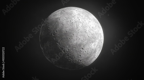 Full Moon in Dark Night Sky with Craters