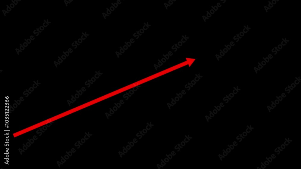 Chart line arrow rising animated isolated on black background. Chart line arrow rising animated isolated on black background.