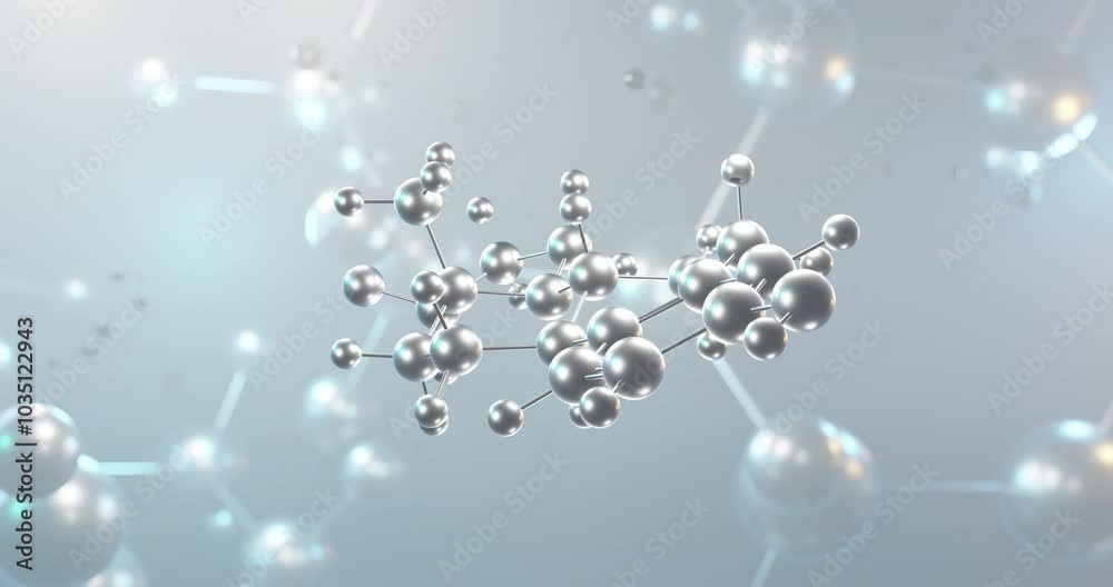 Estradiol rotating 3d molecule, molecular structure of estrogen steroid hormone, seamless video