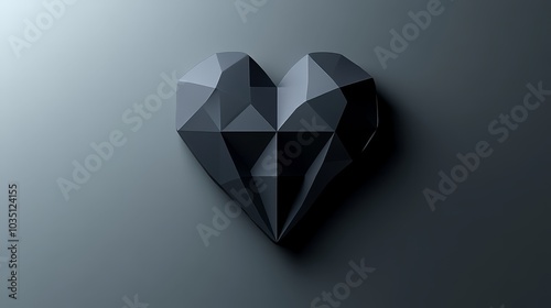 Black Polygonal Heart 3D Rendering