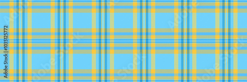 Birthday texture check textile, xmas vector background plaid. Quilt tartan pattern seamless fabric in cyan and amber colors.