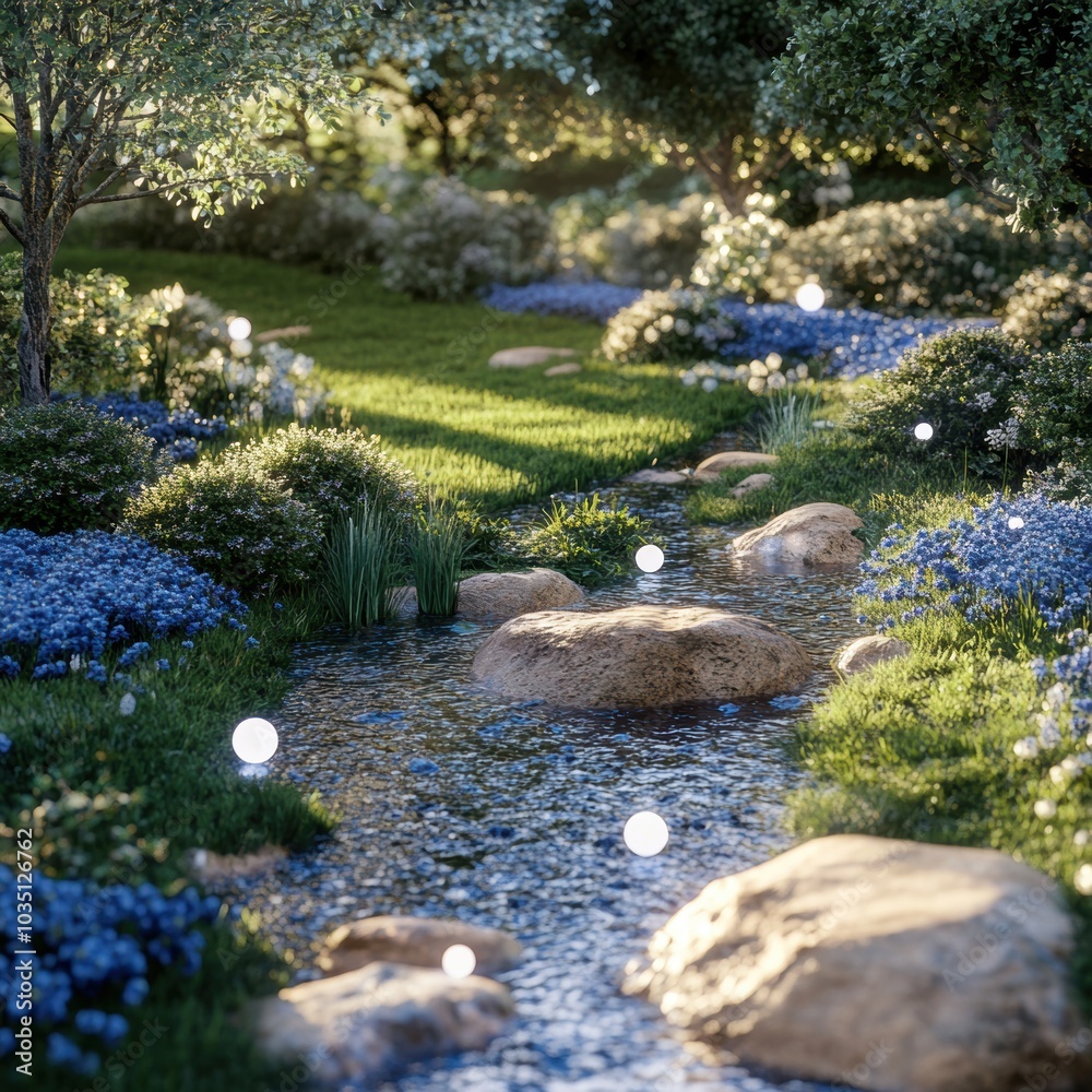 Stream in a Garden. Stream in a Garden.
