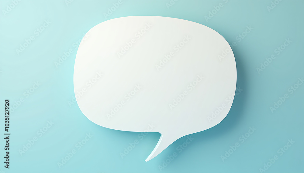 3D White Speech Bubble on a Clean Blue Surface 3D White Speech Bubble on a Clean Blue Surface