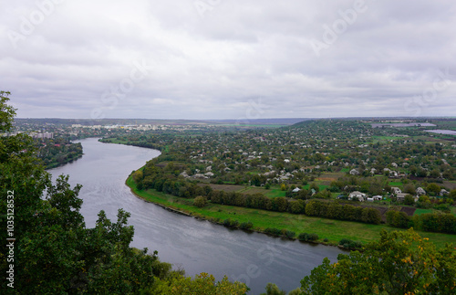 View from the hill in Soroca, Dnepr river with Moldova on left side and Ukraine on the right side  