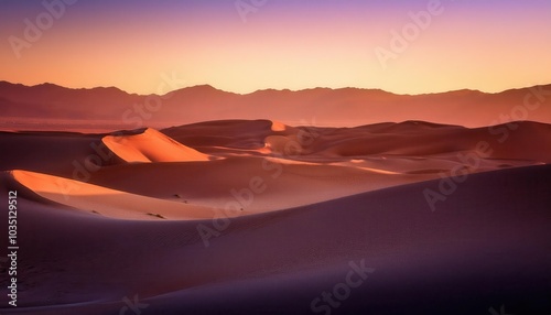 Golden Sand Dunes at Sunset. Serene Desert Landscape with Rolling Shadows, Soft Light, and Distant Horizon, Ideal for Travel Posters, Background Textures, Website Banners with Ample Copy Space