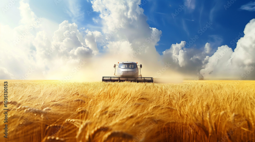 Fototapeta premium Harvester in the wheat field
