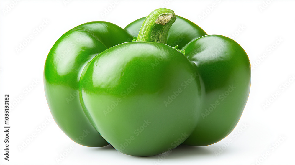 Fresh green bell pepper on a white background Fresh green bell pepper on a white background