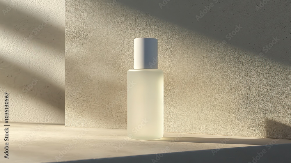 Minimalist Glass Bottle on Clean Surface with Light Minimalist Glass Bottle on Clean Surface with Light