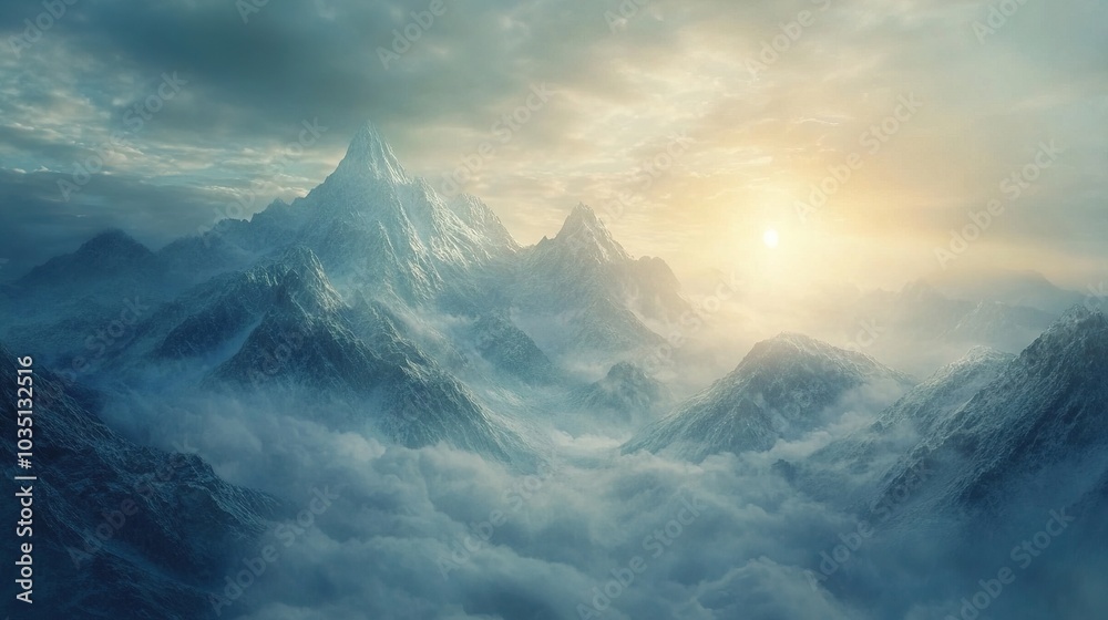 Serene Mountain Landscape at Sunrise Serene Mountain Landscape at Sunrise
