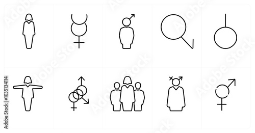 A set of 10 gender icons as Symbol, pride, bisexual