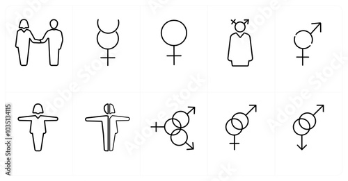 A set of 10 gender icons as Symbol, pride, bisexual