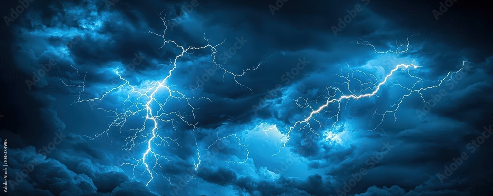 Stormy Sky with Lightning Strikes at Night Stormy Sky with Lightning Strikes at Night