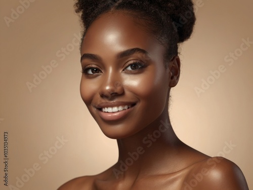 Portrait of a black woman for skincare advertising