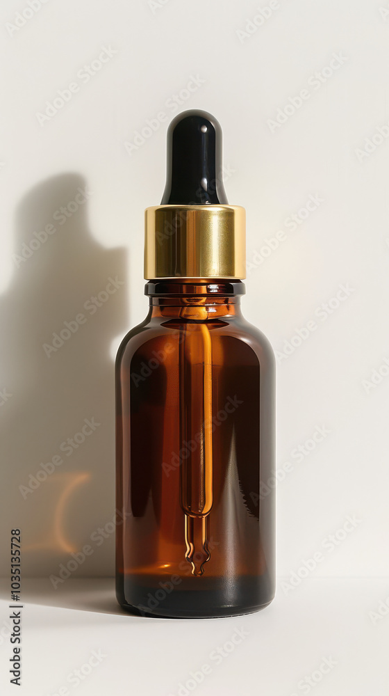 Amber Glass Dropper Bottle: A sleek, amber glass bottle with a gold-accented dropper, perfectly showcasing your product's elegance and quality. Ideal for essential oils, serums. Amber Glass Dropper Bottle: A sleek, amber glass bottle with a gold-accented dropper, perfectly showcasing your product's elegance and quality. Ideal for essential oils, serums.
