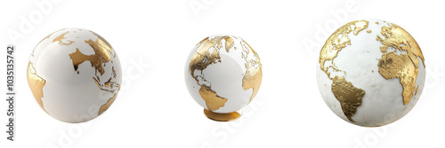 globes in gold and white tones representing the interconnected and diverse nature of the world its countries cultures and economies The imagery suggests themes of global sustainable development