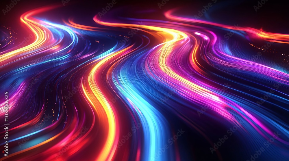 Abstract Neon Swirls Colorful Glowing Lines Digital Art Background Abstract Neon Swirls Colorful Glowing Lines Digital Art Background