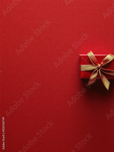 A delicate red gift box with a golden bow is positioned in the corner, set against a lightly textured background that resembles wrapping paper. Generative AI