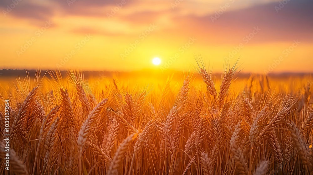Golden Wheat Field at Sunset Rural Landscape Harvest Season Summer Agriculture Golden Wheat Field at Sunset Rural Landscape Harvest Season Summer Agriculture