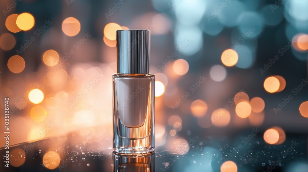 Elegant Nail Polish Bottle with Soft Bokeh Background Elegant Nail Polish Bottle with Soft Bokeh Background
