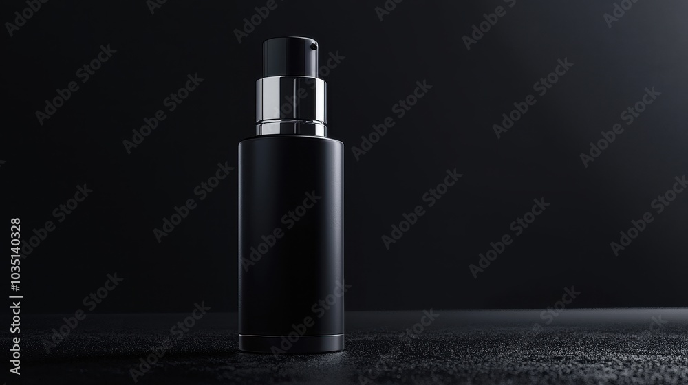 Sleek Black Bottle on Dark Background Sleek Black Bottle on Dark Background